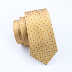 Stylish Plaid Yellow Silk Tie