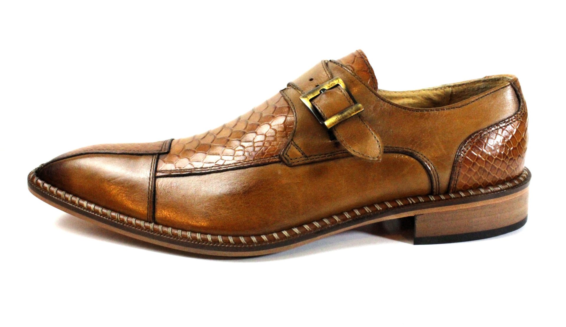 Doula Half Crocodile Printed Brown Monk Straps Calfskin Doula Half Crocodile Printed Brown Monk Straps Calfskin