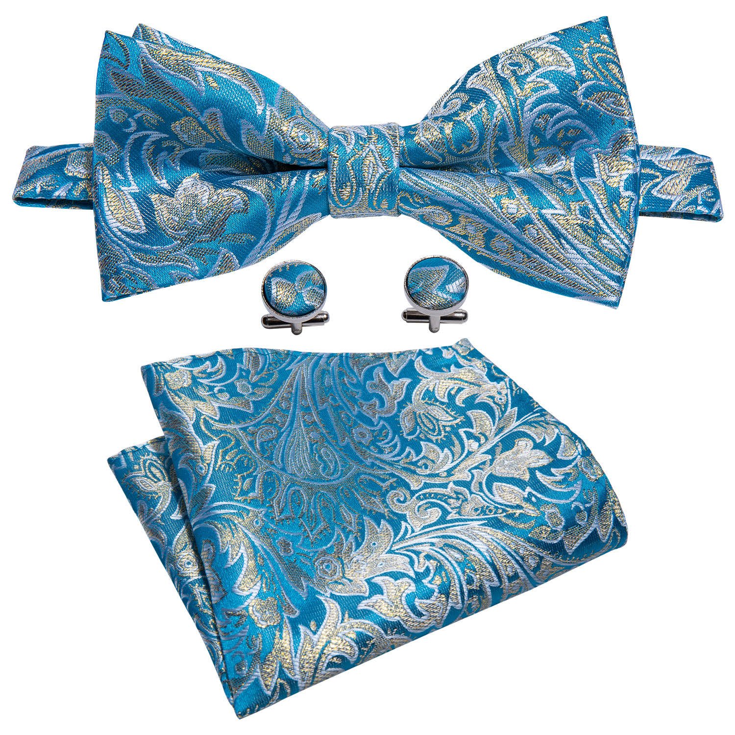 Gold Floral Bow Tie Set