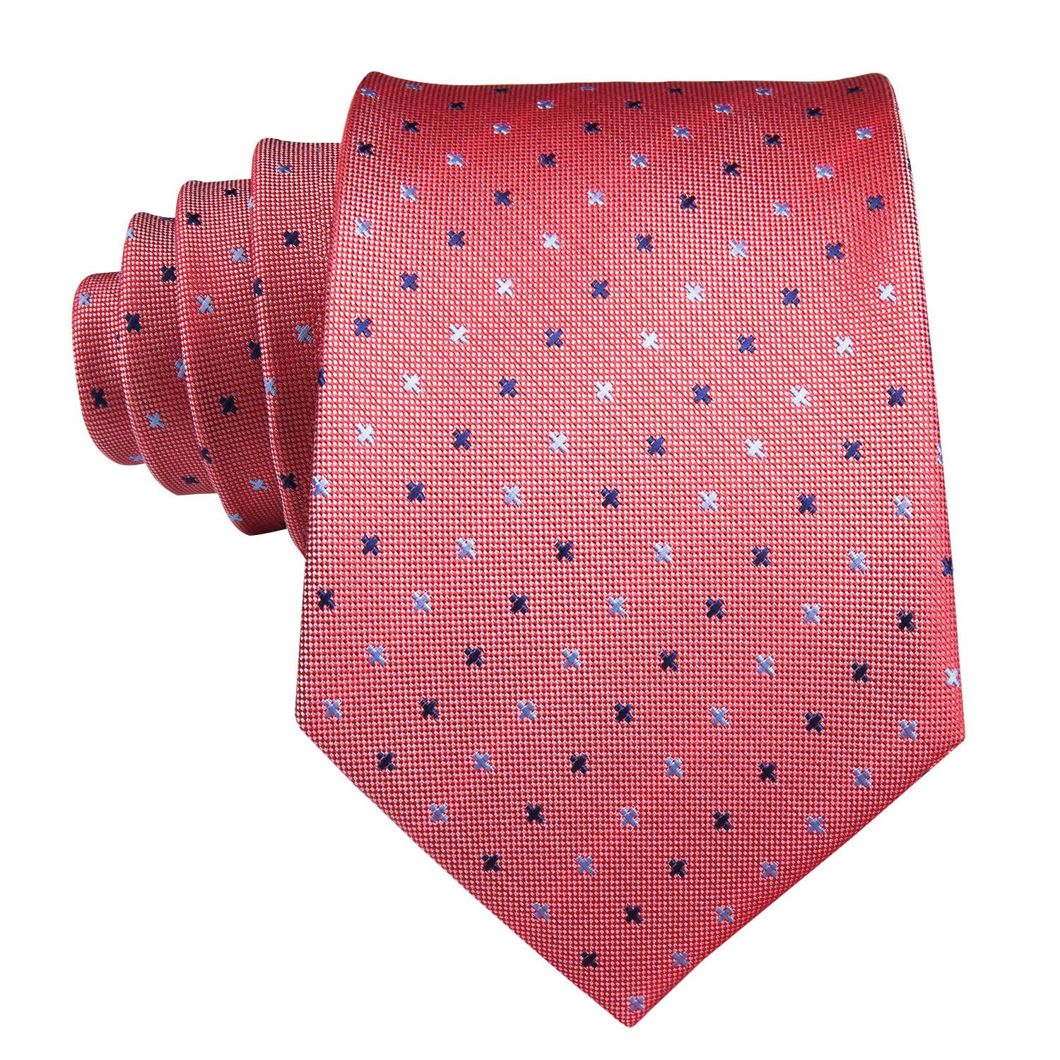 Coral Silk Ties Set With Handkerchief Cufflinks Ivan Troy