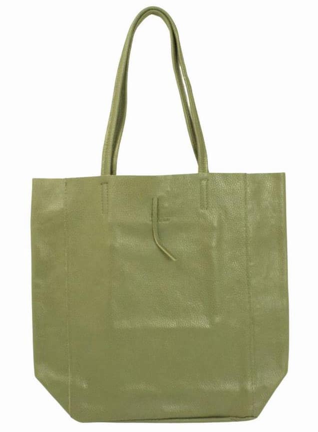 soft Green Leather Tote Bag