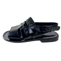 Noah Black Mens Italian Leather Sandals Shoes