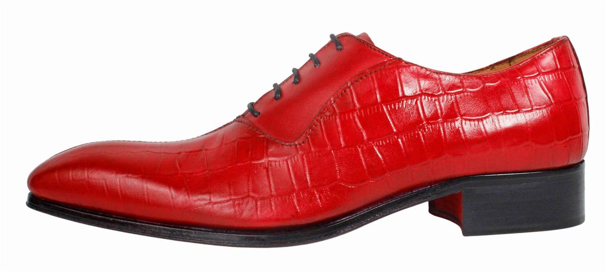 Kay Crocodile Printed Red Half Calfskin Oxford