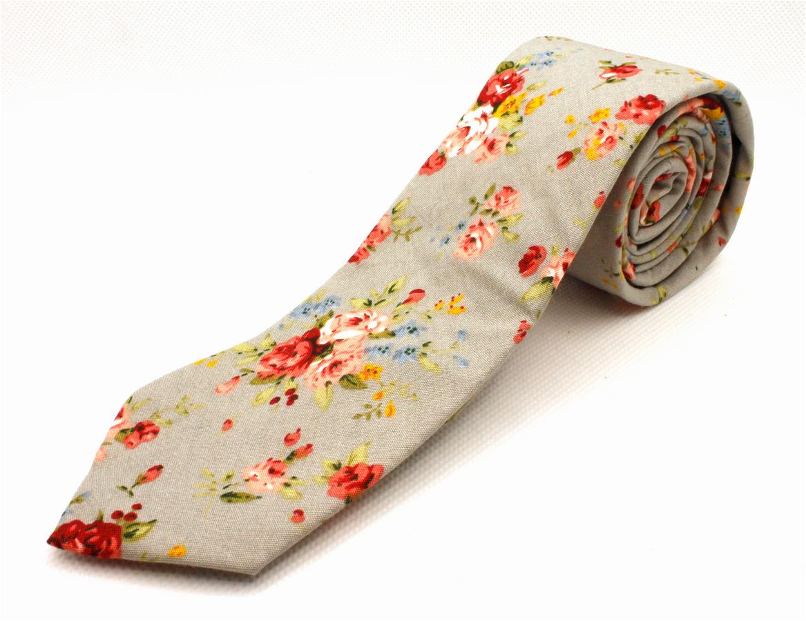 _MG_4807 Ivan Troy Brown Flowers Cotton Neckties - Image 1