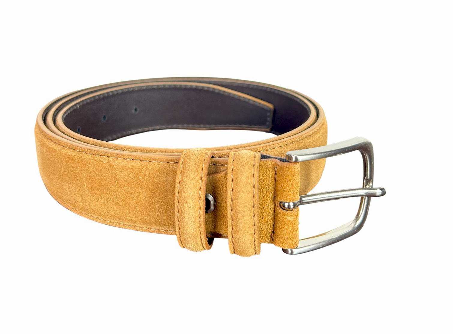 IMG_3118 Ago Cognac Suede Italian Leather Belt for Men – Handmade Luxury Waist Belt - Image 1