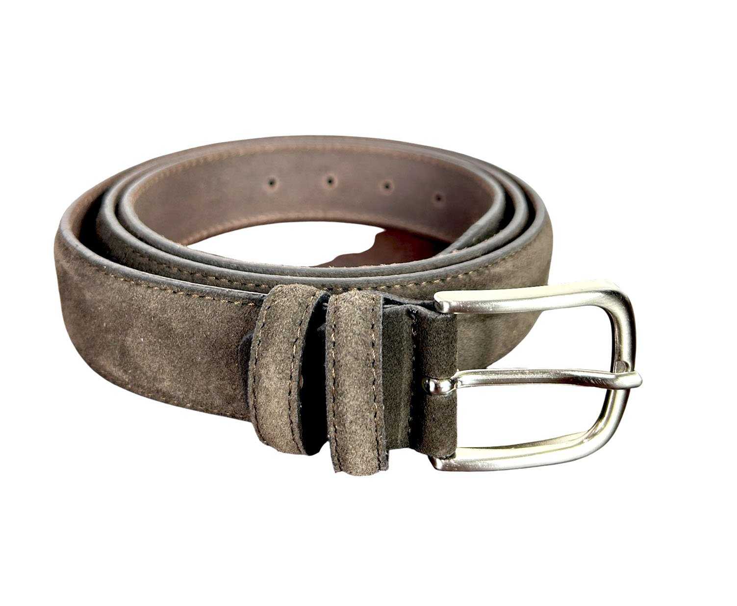 Ago Coffee Suede Italian Leather Belt for Men – Handmade Luxury Waist Belt