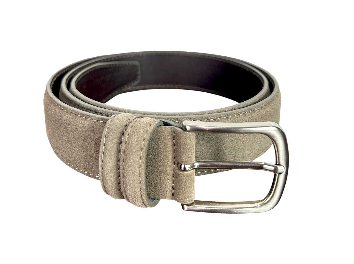 Ago Gray Suede Italian Leather Belt for Men – Handmade Luxury Waist Belt