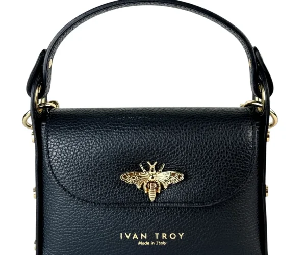 Butterfly Women's Black Italian Leather Handbag