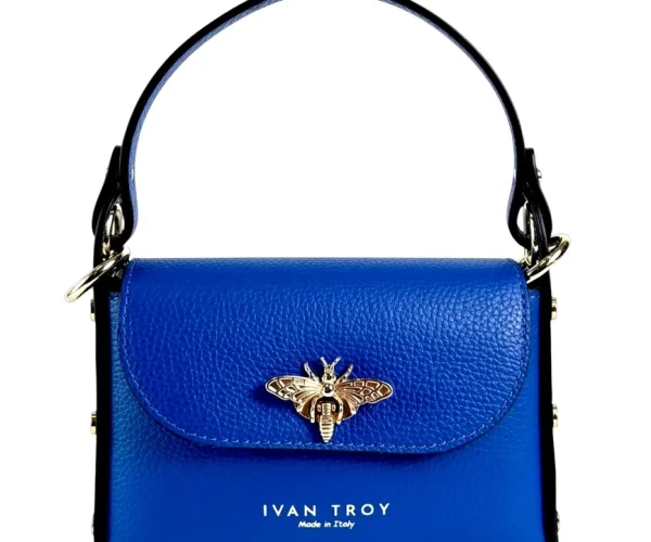 Butterfly Women's Blue Italian Leather Handbag